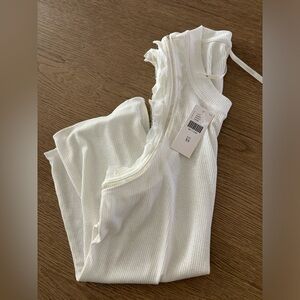 Anthropologie White tank with ruffles. NWT!